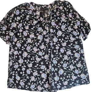 Lane Bryant Floral Blouse Womens‎ 10/12 Black Pink Boho Smart Casual Work Shirt